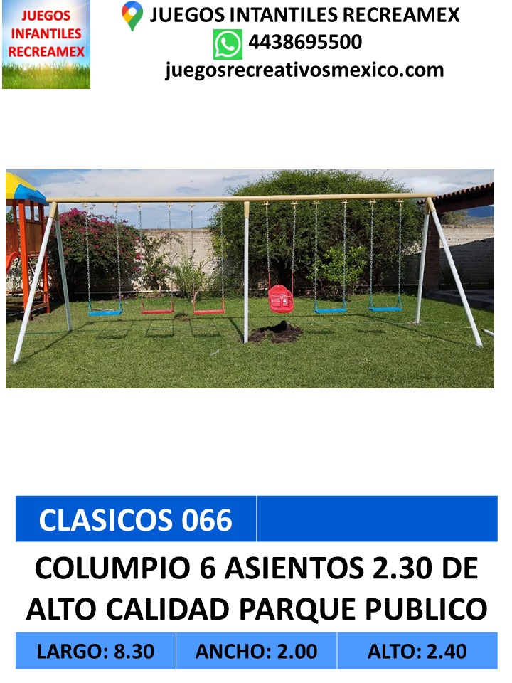 columpio 6 asientos calidad parque publico con 2.30m de alto